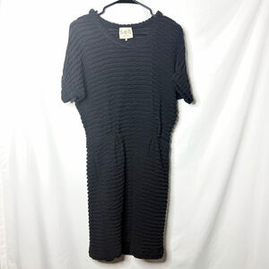 Sea New York Dolman Black Textured Short Sleeve Dress Size 10